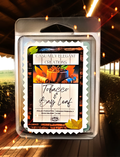 Tobacco & Bay Leaf - 6 Cube Wax Melt Bar - Casually Elegant Creations